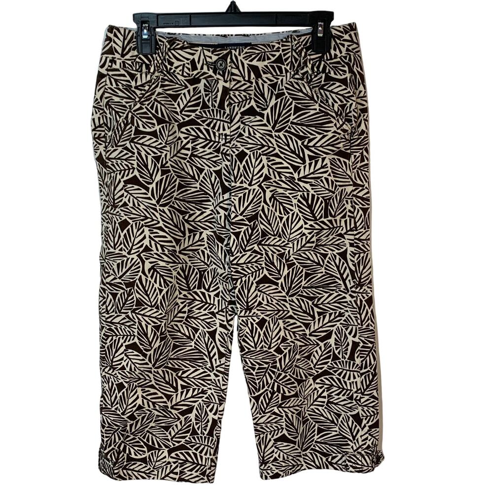 Lands End Women's Capri Leaf Print 4P adjustable/Elastic